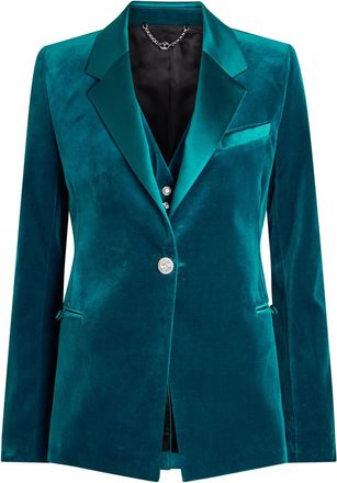 Paco Rabanne Waist Coat-effect Velvet Blazer - Turquoise - 40 (UK12 / M)