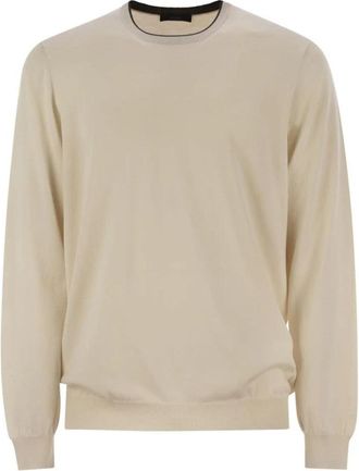 Fay Cotton Crew Neck Sweater - Heren - Ronde hals truien - Beige - 3XL - Katoen - Truien & Vesten