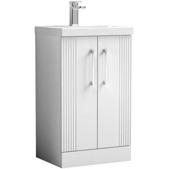 Nuie Nuie - Deco Floor Standing 2-Door Vanity Unit with Basin-1 500mm Wide - Satin White