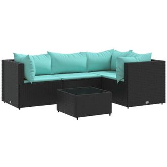 vidaXL Vidaxl - Set Divani da Giardino 5 pz con Cuscini Nero in Polyrattan