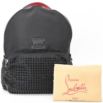 Christian Louboutin Black Red Color Nylon Backpack (Pre-Owned)
