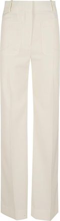 Victoria Beckham Refined White Wool Blend Tailored Trousers