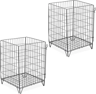 Relaxdays 2 Compostadores De Alambre Con Patas, Compostera Hojas, Jaula Compostaje Base Alta, 68x46x46cm, Acero, Negro - Relaxdays
