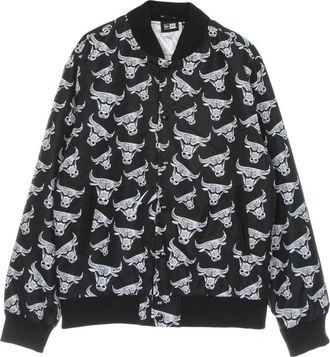 New Era Chicago Bulls All Over Print Bomber Jacket - Heren - Bomber jackets - Zwart - XS - Polyester - Jassen