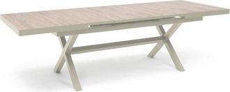 Oviala Tabla extensible de 10 plazas de aluminio y cer&aacute;mica beige