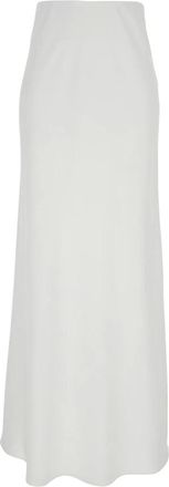 Plaîn Plain, Rokken, Dames, Wit, S, Satijn, Lange satijnen rok met rucheszoom