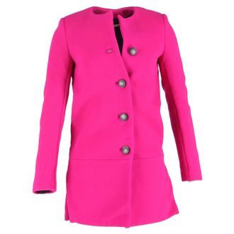 Balenciaga Balenciaga Enkele-Knoop Peacoat in Roze Wol