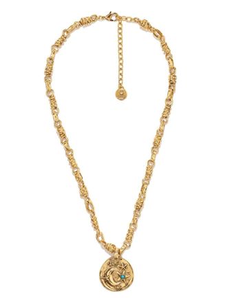 Goossens Talisman Astro Moon pendant necklace - unisex - Turquoise/Brass/24kt Gold Plated Brass - One Size