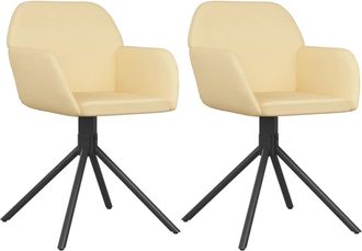 vidaXL Sillas De Comedor Giratorias 2 Uds Terciopelo Crema Vidaxl