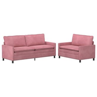 vidaXL Set Di Divani 2 Pz Rosa Velluto Vidaxl