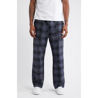 Service Works Thistle Plaid Organic Cotton Drawstring Chef Pants in Black at Nordstrom, Size Xx-Large