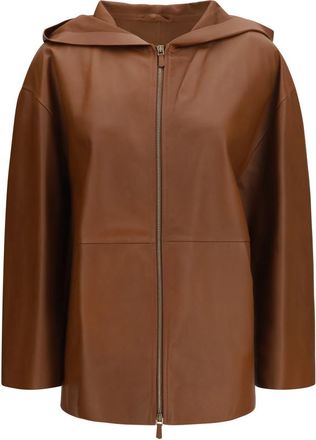 Max Mara Brown Solid Hood Jacket