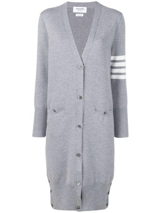 Thom Browne Light Grey Long V-Neck Cardigan