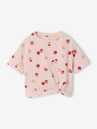 Vertbaudet T-Shirt mit Knoten M&auml;dchen, mit Recycling-Baumwolle hellrosa