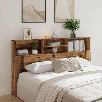 Berkfield Home Headboard Cabinet Old Wood 180x19x103.5 cm Engineered Wood in Brown