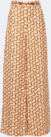 Zimmermann Belted printed linen wide-leg pants