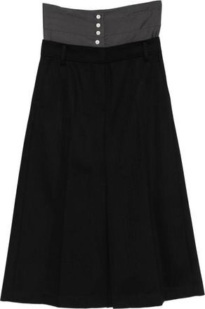 System Pinstriped Layered-waist Midi Skirt