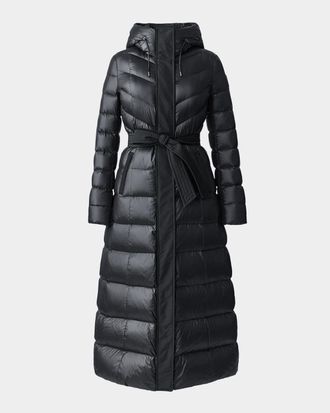 Mackage Calina-RZ Chevron and Box-Quilt Long Down Coat