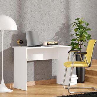 Dmora Escritorio Pichil, Un Estante, Estructura Opaco, Estante Opaco, 98x45x74h Cm Blanco Opaco