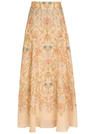 Zimmermann Valiant Printed Linen and Silk-blend Maxi Skirt - Multicoloured - 00 (UK 6 / XS)