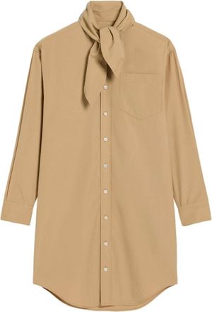 Ami scarf-collar cotton shirt dress - women - Cotton - 34 - Neutrals