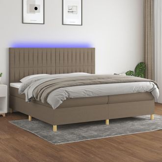 vidaXL Vidaxl - Cama Box Spring Colch&oacute;n Y Luces Led Tela Gris Taupe 200x200 Cm
