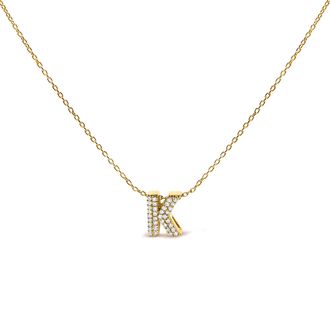 House of Brilliance 10K Gold Diamond Accent A-Z Initial Bubble Pendant Necklace