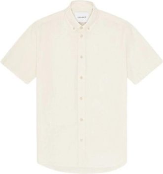 Les Deux Konrad Cotton Linen SS Shirt - Heren - Korte mouwen Overhemden - Beige - L - Katoen - Overhemden