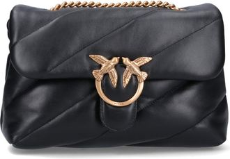 Pinko Quilted Nappa Leather Shoulder Bag With Love Birds Buckle