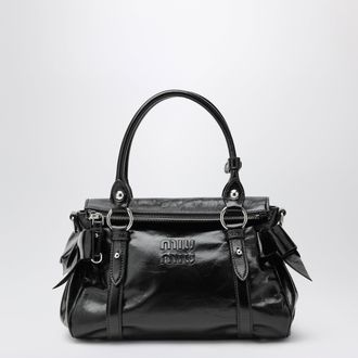 Miu Miu Medium top-handle bag in glossy black leather