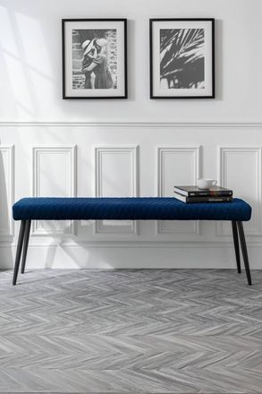 Julian Bowen Luxe Diamond Quilted Upholstered 2 Seater Backless Bench in Blue