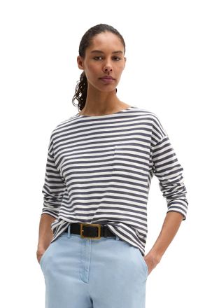 Marc O'Polo Langarmshirt MARC OPOLO, Damen, Gr. L, multi, stormy sky, Jersey, Obermaterial: 100% Baumwolle, regular fit, U-Boot-Ausschnitt, Shirts Langarmshirt, R