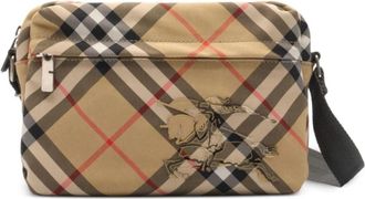 Burberry Small Check Crossbody Bag - Heren - Schoudertassen - Beige - ONE Size - Katoen - Tassen
