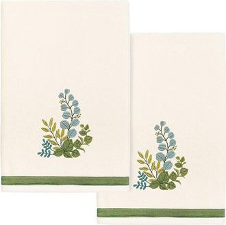 Linum Home Textiles 100% Turkish Cotton Botanica 2Pc Embellished Bath Towel Set