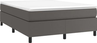 vidaXL Cama Box Spring Con Colch&oacute;n Cuero Sint&eacute;tico Gris 160x200 Cm Vidaxl