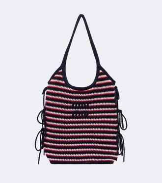 Miu Miu Ivy crochet striped shopper