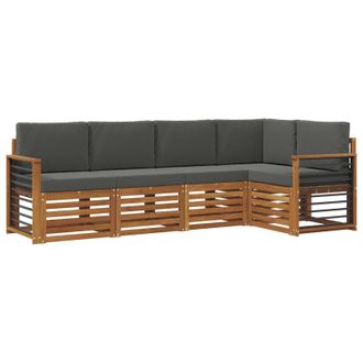vidaXL Conjunto De Sof&aacute; Seccional Con Coj&iacute;n 5 Pcs Natural Y Antracita Vidaxl