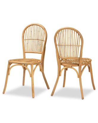 Baxton Studio Wina Rattan 2Pc Dining Chair Set