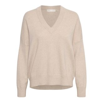 Inwear V-neck Jumper Simply Taupe Melange - female - InWear - V-neck Knitwear - Beige - 2XS - Knitwear