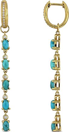 Mimi & Max 2 1/10ct TGW Light Blue Turquoise Created White Sapphire Linear Earrings Yellow Silver