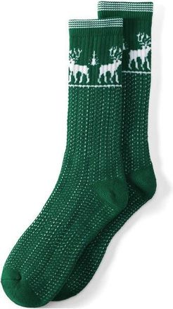 Lands End Thermaskin Heat Winter Boot Socks in Light Emerald Fairisle at Nordstrom, Size Large