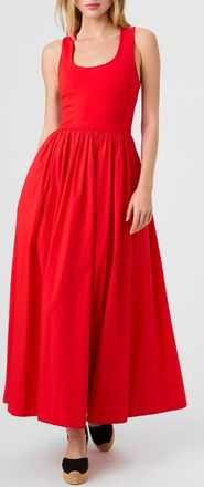 French Connection Jia Mixed Media Maxi Dress in Candied Apple Red at Nordstrom, Size X-Small
