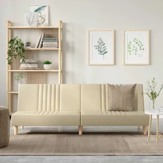 vidaXL Sof&aacute; Cama De Tela Color Crema Vidaxl