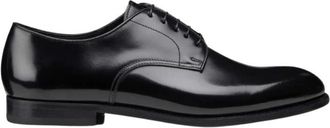 Doucal's Gepolijste Leren Derby Schoenen - Heren - Nette schoenen - Zwart - 40 1/2 EU - Leer - Schoenen