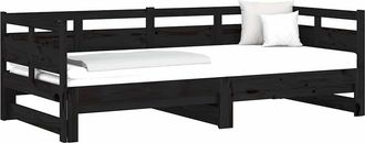 vidaXL Sof&aacute; Cama Extra&iacute;ble Sin Colch&oacute;n Negro 2x(90x190) Cm Vidaxl