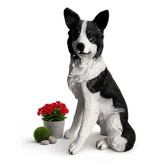 Relaxdays Relaxdays Figura De Perro Collie Para Jard&iacute;n, 68 X 34,5 X 43 Cm, Poliresina, Resistente A La Intemperie, Blanco/negro