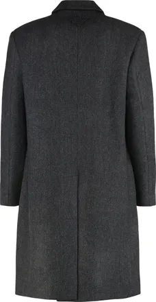 Prada Mens Single-Breasted Wool Coat Grey Virgin