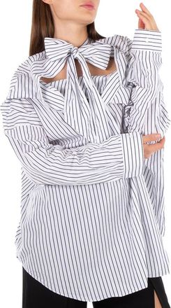 Balenciaga Pinstripe Knotted Shirt, Brand Size 36 (US Size 2)