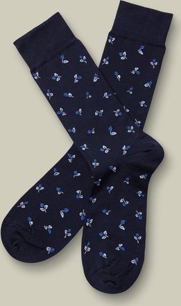 CHARLES TYRWHITT Floral Socks - Navy Size 10.5-13 by Charles Tyrwhitt