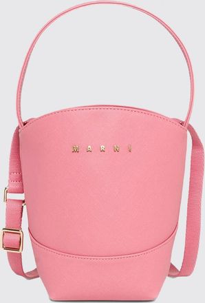 Marni Borsa a secchiello da bambino in tessuto effetto saffiano con logo applicato